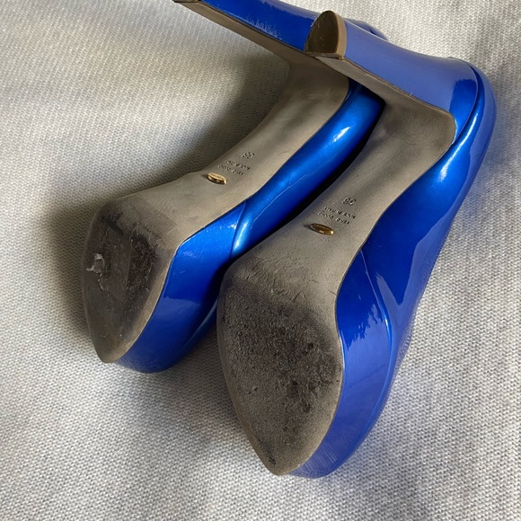 Sergio Rossi patent leather platform-sole pumps blue. Size 38 - Picture 5 of 12
